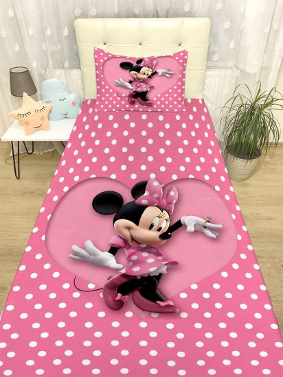 Pembe Minnie Desenli Yatak Örtüsü ve Yastık