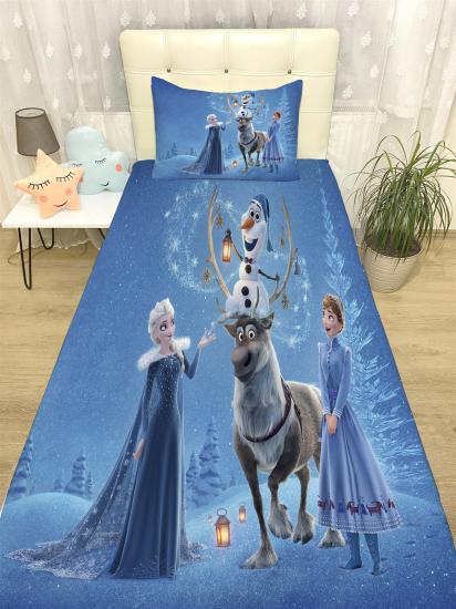 Olaf ve Dostları Desenli Yatak Örtüsü ve Yastık