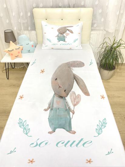 Sevimli Tavşan Desenli Yatak Örtüsü ve Yastık