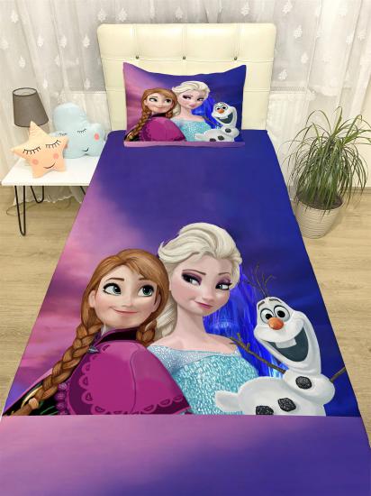 Elsa, Anna, Olaf Desenli Yatak Örtüsü ve Yastık