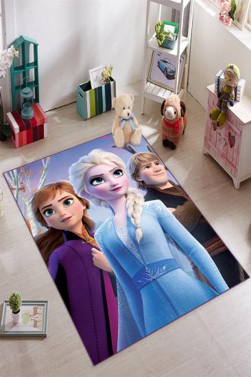 Elsa Anna ve Kristof Desenli Çocuk Odası Halısı ( 10 mm Kalınlık )