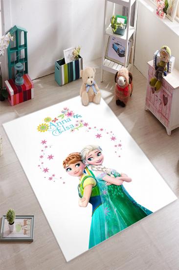 Beyaz Elsa ve Anna Desenli Çocuk Odası Halısı ( 10 mm Kalınlık )